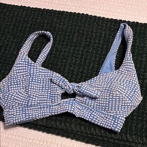 Blue and White Polka Dot Women's Swim Top